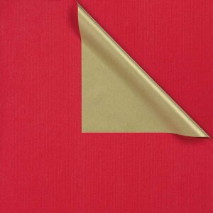 Geschenkpapier zweiseitig, Rot, Gold