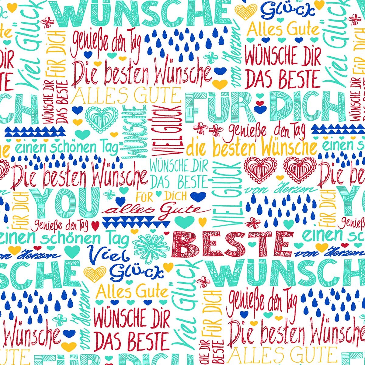 Geschenkpapier mit Schriftzug Geburtstagswünsche