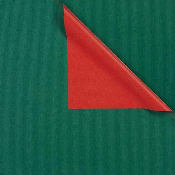 Geschenkpapier zweiseitig verwendbar, Dunkelgrün und Rot, 100 m x 50 cm