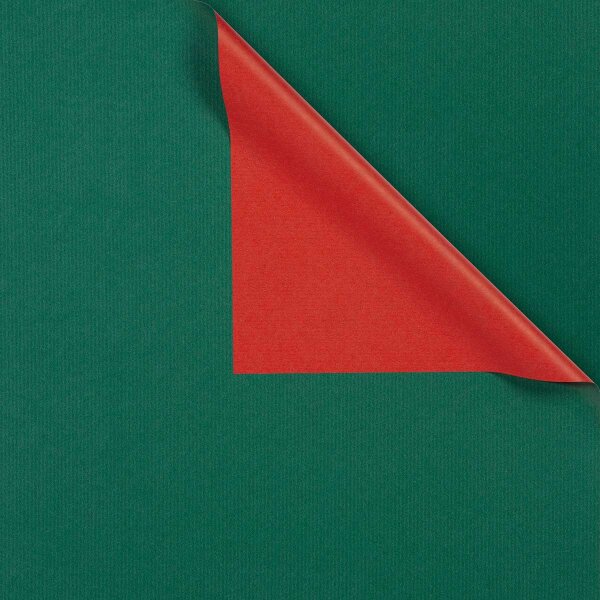 Geschenkpapier zweiseitig verwendbar, Dunkelgrün und Rot, 250 m x 50 cm